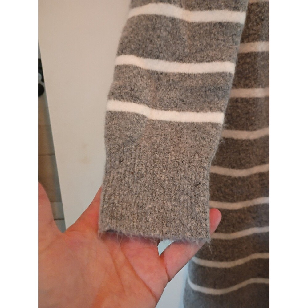J.CREW Gray And White Striped Turtleneck Wool Knit Sweater Dress - Picture 4 of 7